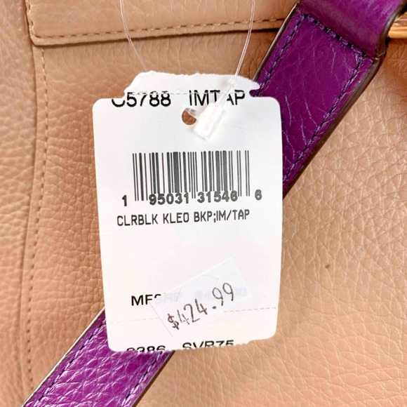 Coach C5788 Kleo Backpack Colorblock Refined Pebble Leather Taupe Multi - Picture 5 of 6